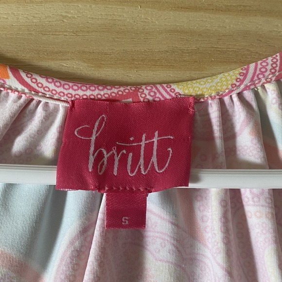 Britt Ryan Sz Sm Tunic Cover Up Bright Colors Paisley Coastal Prep Resortwear - Picture 3 of 13